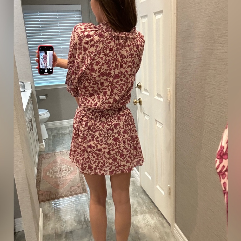 Sundry Burgundy Floral Mini Dress - Picture 2 of 8